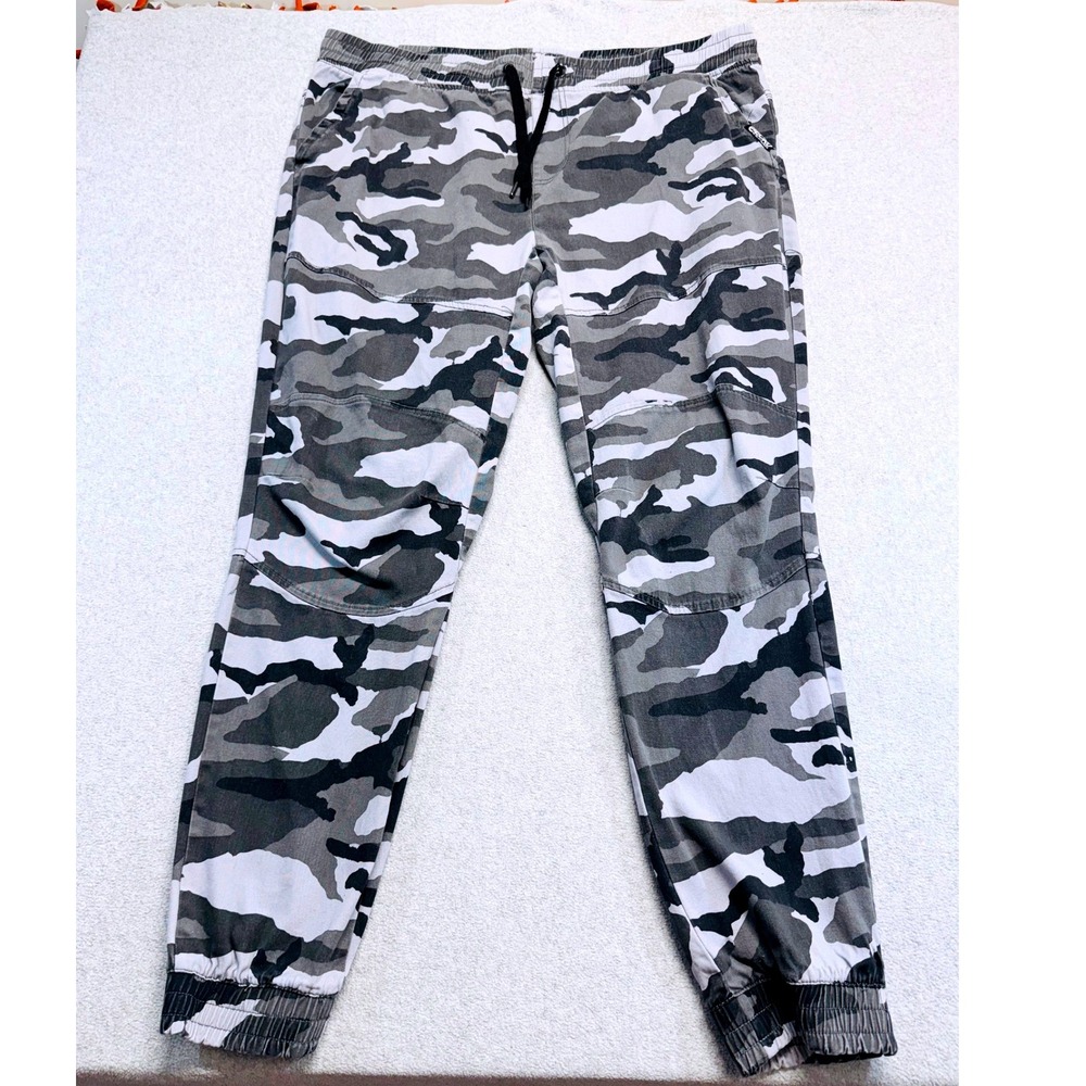 Ecko Unltd Men 3XL Gray Camo Cargo Jogger Pants Drawstring Streetwear Skater Y2K